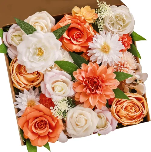 Miniatura 7 de MISSPIN Juego de flores artificiales para bricolaje, ramo de rosas falsas, flores para novia, boda, centro de mesa, decoración de mesa, bohemio