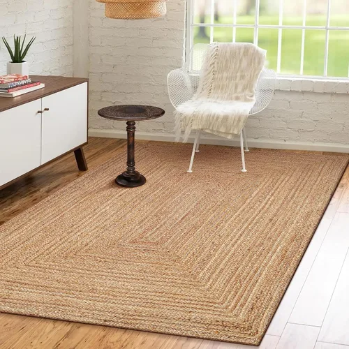 Miniatura 5 de Savi Home Alfombra de yute natural de 4 x 6 pies – Alfombra de granja trenzada tejida a mano de 72 x 48 pulgadas, alfombra de entrada en telar
