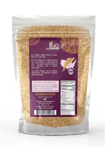 Miniatura 9 de Trigo Bulgur orgánico grueso #3 de 2 libras, sin OMG, cultivado en Estados Unidos, bayas de trigo 100% naturales, bolsa resellable por Jiva Organics