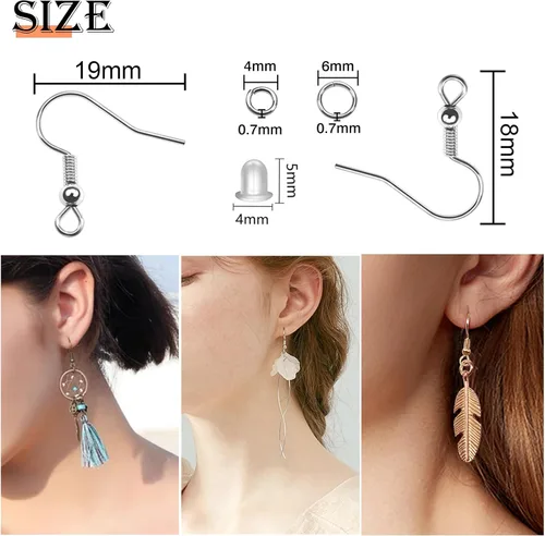 Miniatura 2 de TOAOB - Juego de 150 ganchos hipoalergénicos para aretes de colores mezclados, con 1000 anillos abiertos, 200 piezas de aros para hacer joyas