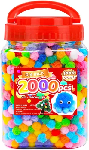 Miniatura 50 de Iooleem Pompones rosados – Tamaño surtido, 1200 piezas con ojos móviles, opciones de purpurina, perfectos para artes y manualidades