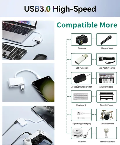 Miniatura 6 de Apple - Adaptador multipuerto USB C a HDMI para iPhone 15/16/17, MacBook Pro Air iPad Pro, certificado MFi tipo C, concentrador AV digital tipo C