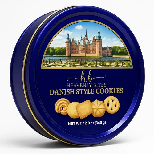 Miniatura 5 de Heavenly Bites Galletas de mantequilla estilo danés en lata de metal, 12 onzas