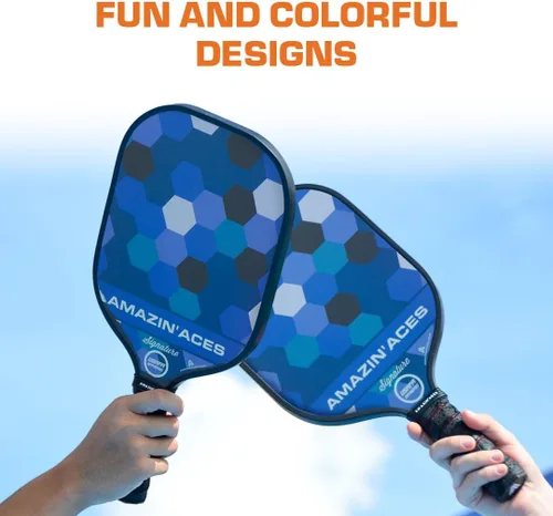 Miniatura 6 de Amazin' Aces Juego de paletas de pickleball de grafito, individuales, 2 o 4 palas, núcleo de polímero de panal con cómodo agarre acolchado