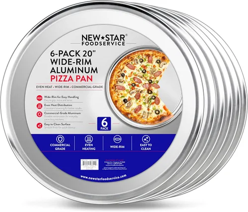 Miniatura 13 de New Star Foodservice 50868 Bandeja/Sartén para pizza, con borde ancho, de aluminio, 20.3 cm, paquete de 6