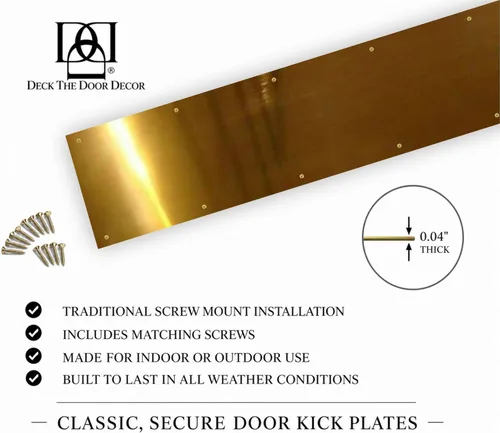 Miniatura 3 de Deck the Door Decor Placa para puerta – Aluminio anodizado – Montaje con tornillo – Negro satinado, níquel satinado, latón brillante y acabado