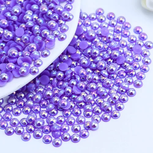 Miniatura 63 de 1500 PIEZAS 4mm Perlas Blancas de Media Parte Plana para Manualidades Joyería Álbum de Recortes Decoración de Uñas, Perlas de Parte Plana para Blanco