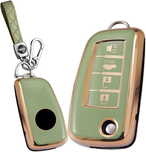 Miniatura 7 de SANRILY Golden-Edge - Funda para llavero de 4 botones con tapa para Nissan X-Trail Juke F15 Rogue Qashqai J11 Tiida Murano Maxima - Funda plegable
