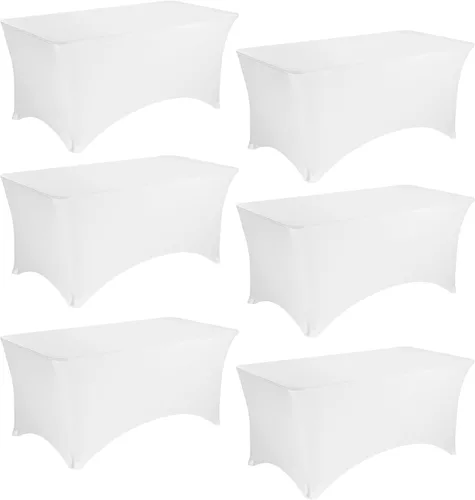Miniatura 27 de Paquete de 2 manteles rectangulares de elastano de 6 pies, lavables, resistentes a las arrugas, para mesas plegables, bodas, fiestas, cumpleaños