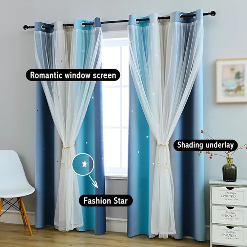 Miniatura 6 de Cortinas opacas con estrellas de Anytime para habitaciones de niñas, cortina de princesa para habitación de hija, ventana de dormitorio