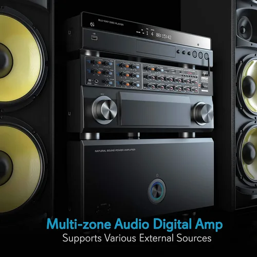 Miniatura 5 de Pyle Amplificador de potencia Bluetooth inalámbrico de 12 canales, salida de potencia máxima de 6000 vatios, receptor mezclador de fuente de audio
