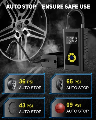 Miniatura 3 de LAMONKE Inflador de neumáticos portátil de 150 PSI, compresor de aire recargable para automóviles, bicicletas, motocicletas, pelotas, con luz LED