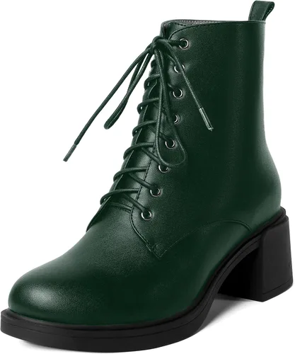 Miniatura 43 de ROSERWISH Botas altas de tacón bajo y grueso para mujer, con cordones, cómodas, modernas, con puntera redonda, de 2.5 pulgadas