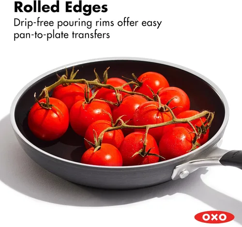 Miniatura 5 de OXO Sartén antiadherente de 8 pulgadas, mango de silicona sin BPA, apto para lavavajillas y horno, sartén de cerámica sin PFAS, color negro