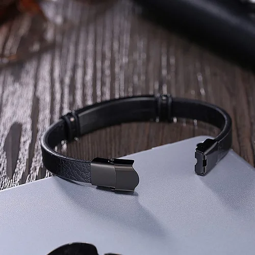 Miniatura 4 de Morse Code - Pulsera de cuero para hombre, con grabado de código secreto para novio, padre, esposo, para él, pulsera con mensaje oculto