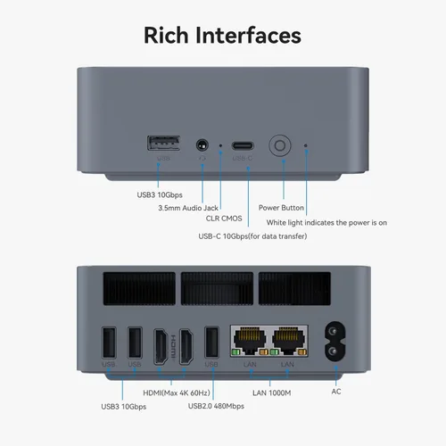 Miniatura 8 de Beelink EQi12 Mini PC, Intel Core i3-1220P (hasta 4.4GHz) 10C/12T, Mini computadora 32GB DDR4 RAM 1TB NVMe SSD, Computadora de escritorio con PSU
