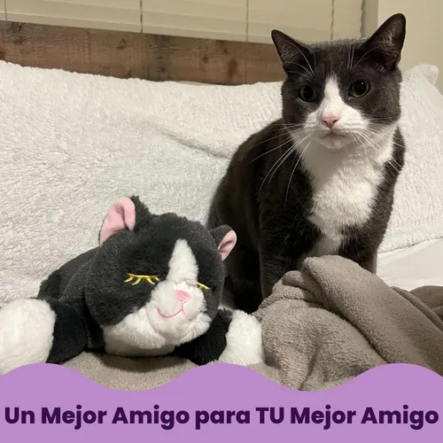 Miniatura 7 de Snuggle Kitty - Juguete para gatos con pulso y calor de sensación real, ayuda calmante para dormir para la ansiedad de los gatos, nuevos artículos