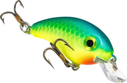 Miniatura 12 de Strike King Señuelo de pesca Bitsy Pond Minnow Crankbait, 3/32 oz, irresistible para los peces Chartreuse con espalda negra