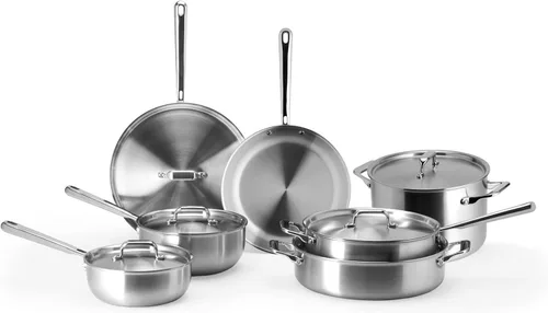 Miniatura 9 de Misen Juego de utensilios de cocina de acero inoxidable de 5 capas - Versátil, apto para lavavajillas - Set de 9 piezas - Sartén de 10", sartén