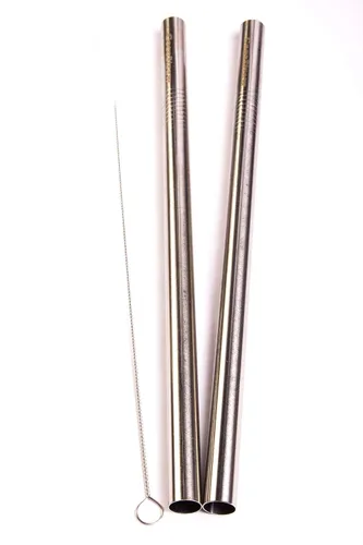 Miniatura 6 de 2 pajitas BOBA de acero inoxidable extra anchas de 1/2 pulgadas x 9.5 pulgadas de largo, té de burbujas de perlas de tapioca grueso - Marca CocoStraw