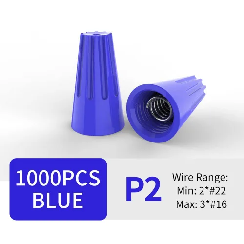 Miniatura 2 de ZIPCCI 1000 piezas tuercas eléctricas de los conectores del alambre, terminales azules de la torsión del alambre de los casquillos de los resortes