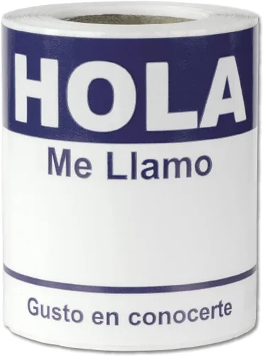 Miniatura 6 de Etiquetas de nombre en español (4 x 2.3 pulgadas, azul, 100 etiquetas) Hola, Me Llamo, insignias adhesivas para eventos, reuniones y reuniones
