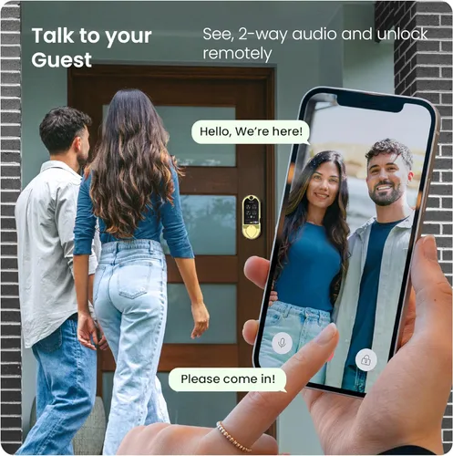 Miniatura 5 de Lockly Vision Smart Lock con timbre de video HD, cerradura de puerta de huellas dactilares para puerta delantera, teclado de pantalla táctil