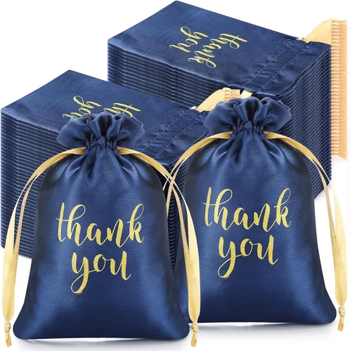 Roowest 100 Piezas Bolsas de Regalo de Satén con Cordón de Agradecimiento Bolsas para Joyas y Dulces para Bodas, Despedidas de Soltera, Baby Shower,