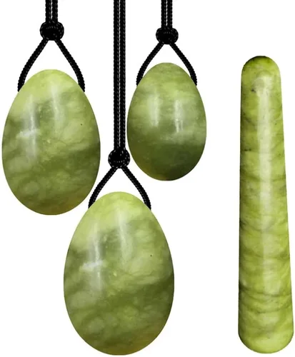 Miniatura 3 de Bolas de huevo de cristal natural de jade natural perforadas, huevos verdes