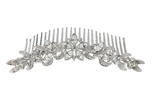 Miniatura 12 de Faship Hermoso peine de pelo floral de cristal de diamantes de imitación negro