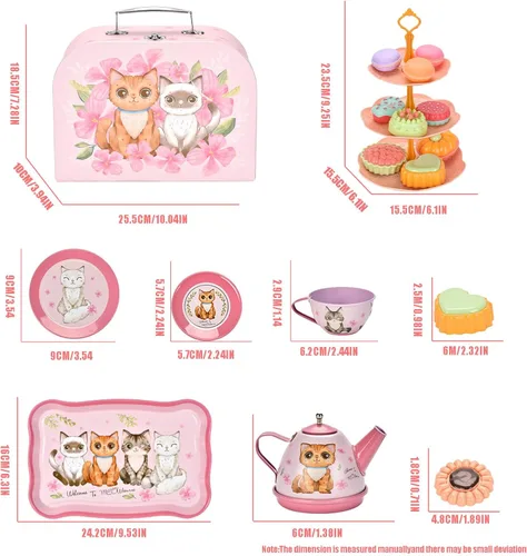 Miniatura 2 de Juego de té para niña, juego de té de princesa de 50 piezas, juguete de cocina de simulación, juguete de aprendizaje de formas y colores para niños
