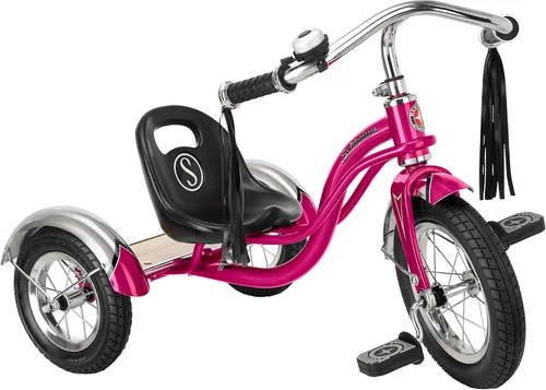 Schwinn Bicicleta Roadster para niños pequeños, triciclo clásico para niños, marco de triciclo de acero de posición baja con campana y borlas de