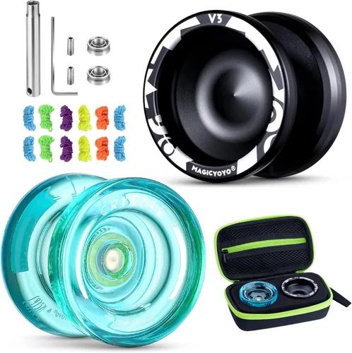 Miniatura 15 de MAGICYOYO Yo Yo de Cristal Profesional K2, Yoyo Responsivo para Niños de 8-12, Yo-yo de Plástico con Giro de Dedo para Trucos con Rodamiento No