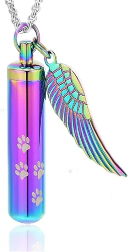 Miniatura 16 de Hearbeingt Collar de urna de cremación para cenizas para mascotas, medallón conmemorativo con estampado de patas, joyería de ceniza, colgante