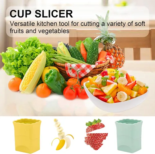 Miniatura 2 de 2 tazas para cortar fresas: taza para cortar frutas para fresa, huevo, plátano, champiñones, pepino, kiwi y ensalada de verduras, cortador de 2