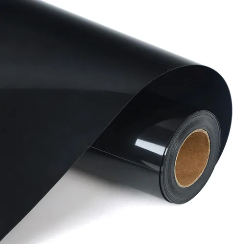 RENLITONG Vinilo HTV Negro para Planchar de 12 Pulgadas por 10 Pies, Rollo de Vinilo de Transferencia de Calor para Camisetas, Rollos HTV para Todas