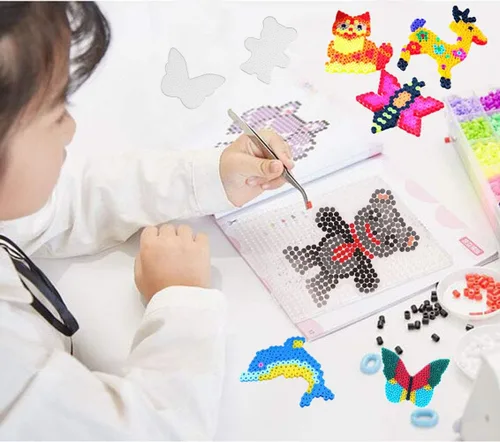 Miniatura 5 de 15 tableros de cuentas fusibles de 0.197 in, tableros de plástico transparente con 15 tarjetas coloridas, 4 pinzas y 15 cuerdas para colgar