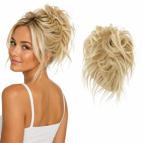 Miniatura 34 de CAISHA Prettyshop - Banda elástica XXL tipo postizo de cabello voluminoso ondulado, ideal para peinados recogidos de novias o rodetes desaliñados
