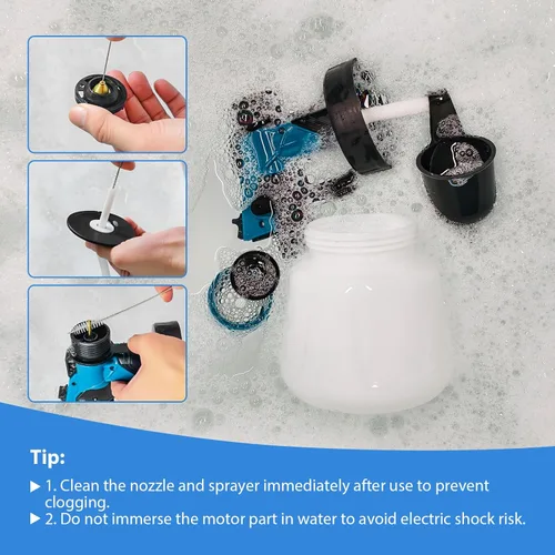 Miniatura 7 de Pulverizador de pintura, pulverizador de pintura inalámbrico de 650 W con batería, 6 boquillas de latón y 3 patrones de pulverización