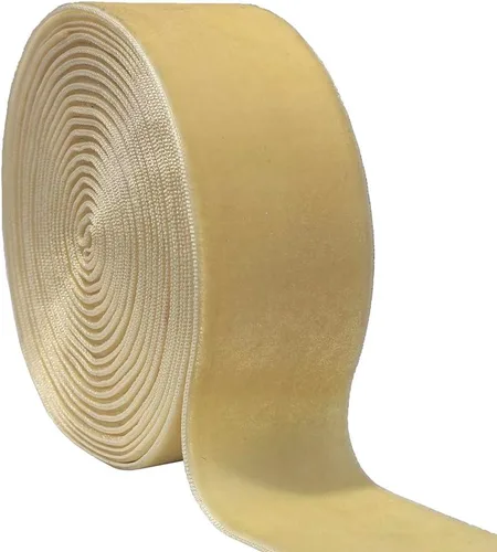 Cinta de terciopelo para decoración, manualidades, bricolaje y caja de regalo, para bodas, Navidad y el Día de San Valentín (beige, 1 1/2 pulgada x