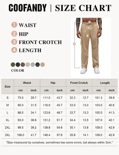 Miniatura 6 de COOFANDY Pantalones cargo casuales para hombre, pantalones deportivos de algodón con cordón