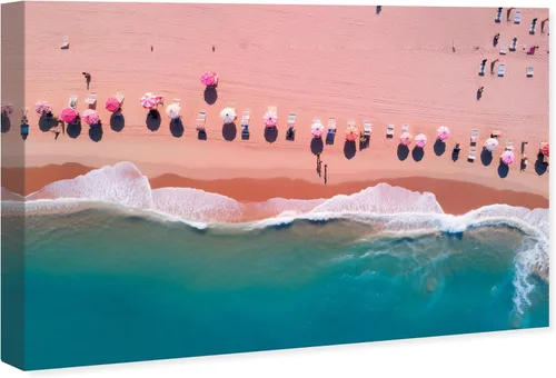Miniatura 2 de Wynwood Studio Lienzo envuelto contemporáneo náutico y costero, playa de arena rubor, arte de pared para sala de estar, dormitorio y baño, 24 x 16