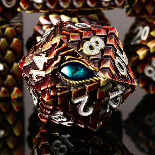 Miniatura 10 de 1 dado de metal D20 DND – Dados poliédricos gigantes metálicos de 20 caras, dados grandes de 1.378 in de ojo de dragón para juego de mesa
