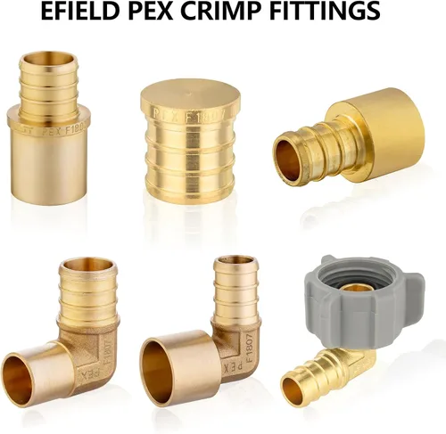 Miniatura 4 de Paquete de 2 accesorios de crimpado de púas EFIELD Pex de 1/2 pulgadas x 1/2 pulgadas, adaptador de codo giratorio NPT hembra, ASTM F1807