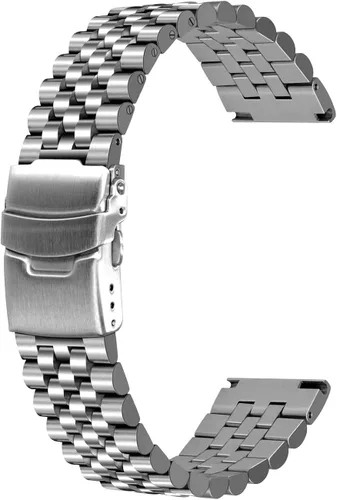 SINAIKE 3D Engineer - Correa de reloj de acero inoxidable de liberación rápida, color negro, plateado, correa fija, doble cierre, cierre de buzo