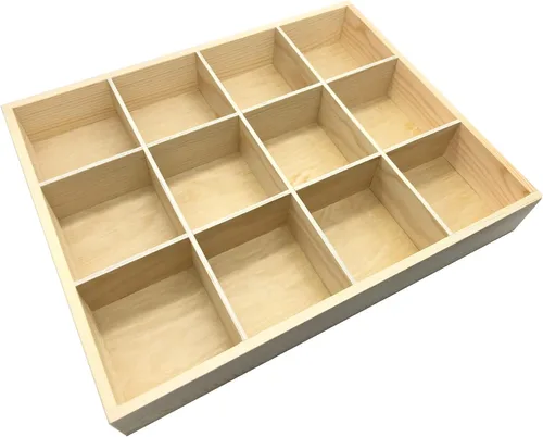 Miniatura 4 de 1 Pieza 13.4''x10.6''x2'' Caja de Divisor de Almacenamiento de Madera, Caja de Exhibición Organizadora, Bandeja de Exhibición, Soporte para Tablero