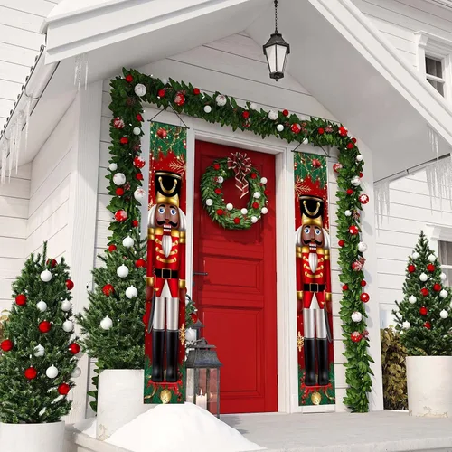 Miniatura 3 de Decoraciones navideñas negras de soldados de Navidad, pancarta para puerta, porche, decoración al aire libre, Navidad, invierno, vacaciones, hogar