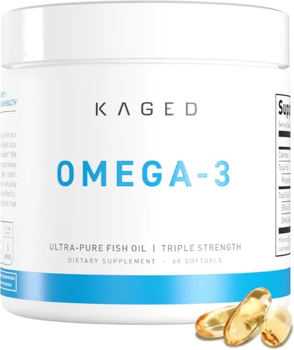 Kaged Cápsulas blandas Omega 3 | Sin sabor | Suplemento de aceite de pescado | 3000 mg de ácidos grasos Omega 3 con EPA y DHA | Ultra puro, sin