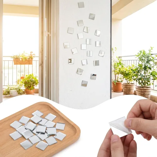 Miniatura 7 de Jetec 25 piezas de espejo cuadrado acrílico de tamaño mini adhesivo pequeño espejo cuadrado azulejos para manualidades y proyectos de bricolaje