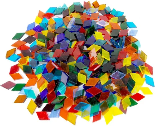 Miniatura 7 de Lanyani 1600 piezas/2.2 libras de azulejos de mosaico de vidrio mixto vibrante para manualidades, piezas de vitrales de catedral, colores y formas